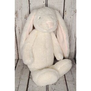 15" Mud Pie White Bunny Rabbit Plush Stuffed Animal Floppy Pink Ears Soft